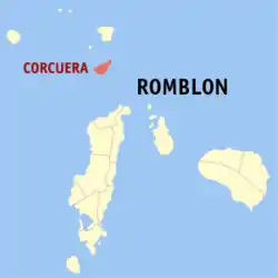 Map of Romblon with Corcuera highlighted