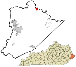 Location in Pike County and the state of Kentucky.