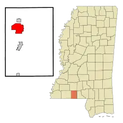 Location of McComb Mississippi