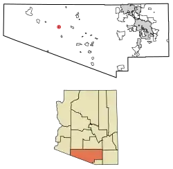 Location of Wahak Hotrontk in Pima County, Arizona.