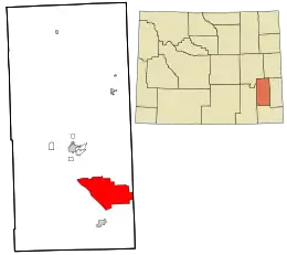 Location in Platte County and the state of Wyoming.