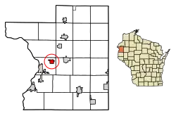 Location of Centuria in Polk County, Wisconsin.
