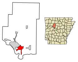 Location of Pottsville in Pope County, Arkansas.