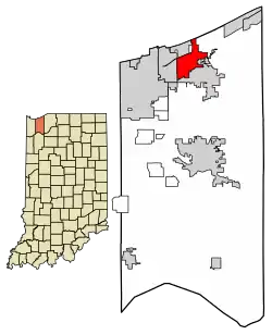 Location of Porter in Porter County, Indiana.