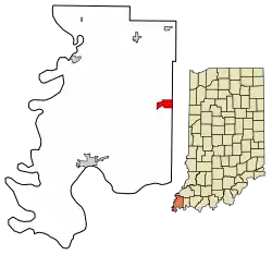 Location of Parkers Settlement in Posey County, Indiana.