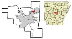 Location in Pulaski County and the state of Arkansas