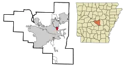 Location in Pulaski County and the state of Arkansas