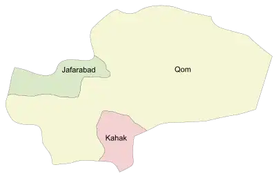 Location of Qom County in&nbsp;Qom&nbsp;province