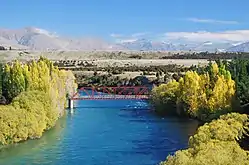 The Red Bridge across the Clutha River at Luggate