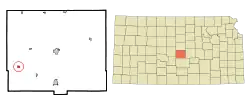 Location within Rice County and Kansas
