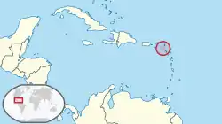 Location of&nbsp;Saba (island)&nbsp;(circled in red)in the Caribbean
