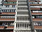 Detail of a typical facade in Saltivka county, 2018