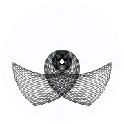 An orbit of the swinging Atwood's machine for 
  
    
      
        μ
        =
        19
      
    
    {\displaystyle \mu =19}
  
, 
  
    
      
        
          θ
          
            0
          
        
        =
        
          
            π
            2
          
        
      
    
    {\displaystyle \theta _{0}={\frac {\pi }{2}}}
  
, and zero initial velocity.