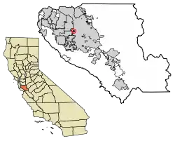 Location of Burbank in Santa Clara County.