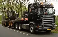Scania R&nbsp;500&nbsp;LA6x2HHA tractor unit with pre-2009 styling in the Netherlands.