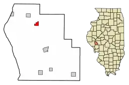 Location of Exeter in Scott County, Illinois.