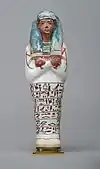 Shabti of Sennedjem; 1279–1213&nbsp;BC; painted limestone; height: 27&nbsp;cm; Metropolitan Museum of Art