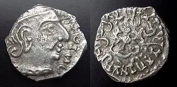 Silver coin in Western Satraps style (15mm, 2.1 grams.)