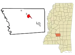 Location of Mendenhall, Mississippi