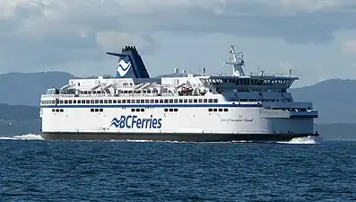 MV&nbsp;Spirit of Vancouver Island en route to Tsawwassen from Swartz Bay. Route 1 is BC Ferries busiest route.