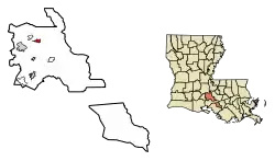 Location of Henderson in St. Martin Parish, Louisiana.