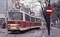 V3A-71 no 122 (year of manufacture 1976), at Piața Sfântul Gheorghe in 1986, with the original ITB livery