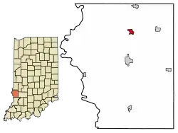 Location of Shelburn in Sullivan County, Indiana.
