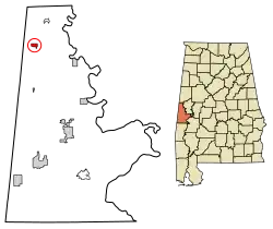 Location of Geiger in Sumter County, Alabama.