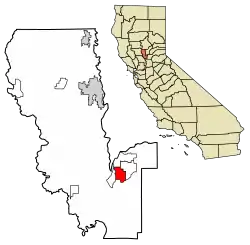 Location of East Nicolaus in Sutter County, California.