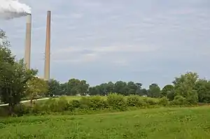 Fields, with the Mountaineer Power Plant in the background