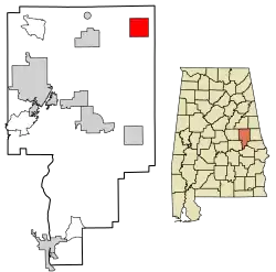 Location of Daviston in Tallapoosa County, Alabama.