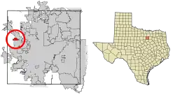 Location of Lakeside in Tarrant County, Texas