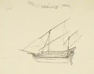 A drawing of paduakang, c. 1821–1828.