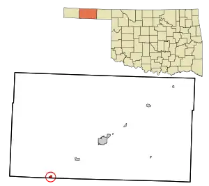 Location within Texas County, Oklahoma.