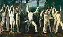 Image 40The Barricade (1918), oil on canvas, by George Bellows. A painting inspired by an incident in August 1914 in which German soldiers used Belgian townspeople as human shields. (from Nude (art))