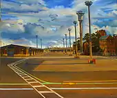 'The empty wharf from shed 5', oil on canvas, 100 x 122&nbsp;cm, 2008, © Jane Bennett