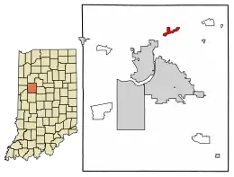 Location of Battle Ground in Tippecanoe County, Indiana.