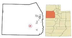 Location in Tooele County and the state of Utah