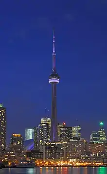 Image 6The CN Tower, located in downtown Toronto, Ontario, Canada, is a communications and observation tower standing 553.3 metres (1,815 ft) tall.
