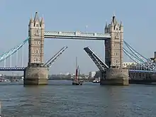 Tower Bridge opening during the day
