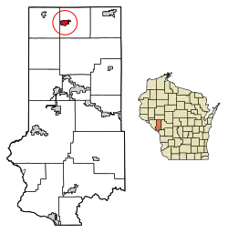 Location of Strum in Trempealeau County, Wisconsin.