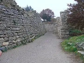 East Gate cul de sac (Troy&nbsp;IX walls on the right)