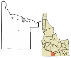 Location of Hansen in Twin Falls County, Idaho.