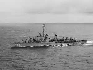 USS Harry E. Hubbard (DD-748) underway in August 1952