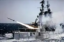 Early Model Terrier launched from test vessel USS&nbsp;Mississippi