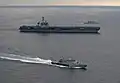 KD Kelantan (fore) with USS&nbsp;Carl Vinson and Kasturi-class corvette KD Lekir.