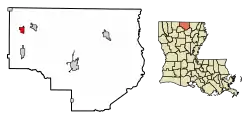 Location of Lillie in Union Parish, Louisiana.