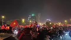 Jungle of flags used by Vietnamese citizens during the celebration of Vietnam's victory in the 2018 AFF Championship