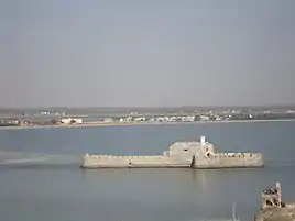 View of Water Fort Prison from Diu Fort with watchtower of Diu Fort