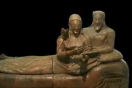 Etruscan "Sarcophagus of the Spouses", at the National Etruscan Museum, c 520&nbsp;BCE